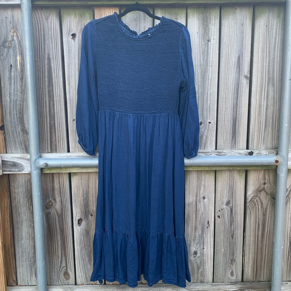 Old Navy indigo blue smocked dress